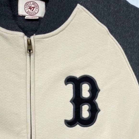 47 Brand Boston Red Sox Varsity Jacket Men's XL‎ NWT Oatmeal Gray Full Zip - Picture 6 of 9